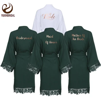 YUXINBRIDAL 2019 Novi Zelena pamučna čipka haljine s čipkom trim žene vjenčanica i djeveruša haljine
