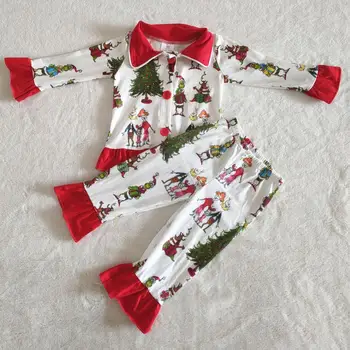 Baby girl 2pcs screen print Christmas style cartoon pattern popularne dječje pidžame
