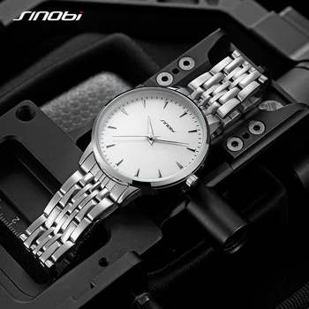 Sinobi 2020 muški satovi su originalni dizajn 39 mm, bijela svakodnevni posao od nehrđajućeg čelika muški sat svijetleći gospodo ručni sat