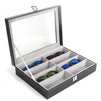 8 grid sunčane naočale kutija za pohranu nakit organizator umjetna koža zbirka naočale prikaz držač, pakiranje prijenosni torbica kontejner