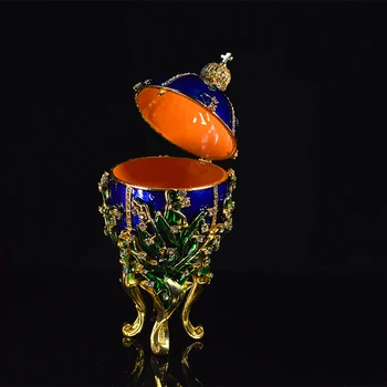 QIFU Royal Blue Faberge Egg Home Decor metalni uskršnje jaje
