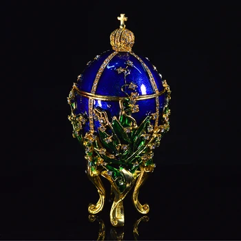 QIFU Royal Blue Faberge Egg Home Decor metalni uskršnje jaje