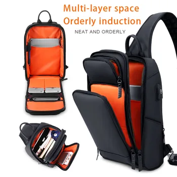 Fenruien Brand Chest Pack USB punjenje Crossbody torbe za muškarce ramena sling bag vodootporne kratko putovanje muška torba moda