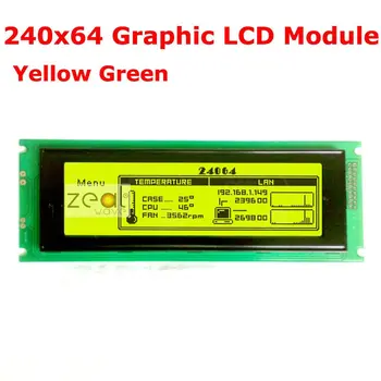 Najnoviji high-end 240x64 24064 grafički matrični LCD modul sa žuto-zelena led pozadinskim osvjetljenjem, Besplatna dostava+staze-kod!!