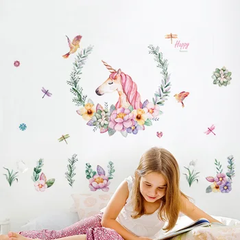 Crtani film Jednorog гирлянда zidne naljepnice Nordic stil dječja soba dnevni boravak dekor DIY Početna naljepnice za zid naljepnica