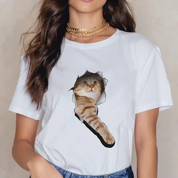 Prilično slatka mačkica grafički print majica ženska dijete moda majica ponosni i bezbrižan mali crni mačak nova majica za žene