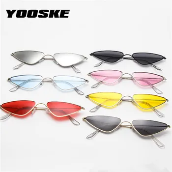 YOOSKE Cat Eye sunčane naočale za žene muškarci stare male metalne rimless crvene sunčane naočale ženske, muške marke dizajn retro naočale