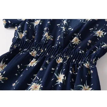 Elegantan Ženski Cvjetni Print Maxi Haljina Je V-Izrez Kratkih Rukava Dame Duga Haljina Vintage 2019 Proljeće Haljina Vestidos