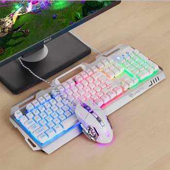 Igre mehanička tipkovnica i miš žičano ergonomsku tipkovnicu s RGB pozadinskim osvjetljenjem Držač telefona геймерская tipkovnica za tablet PC