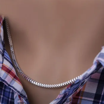2.4 mm širina čvrsto srebro 925 sterling ogrlica srebra trg zmija lanac ogrlica moda ogrlica ogrlica