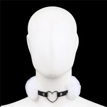 BDSM svezana ovratnik seks igračke za žene seksi umjetno krzno umjetna koža metal srce ogrlica ogrlica ograničenja fetiš rab igre za odrasle