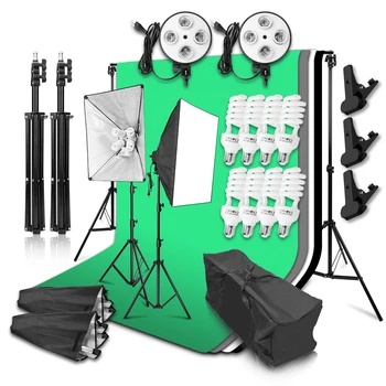 Studio fotografija Softbox Lighting Kit 4in1 Light Socket 8шт 45 W žarulja profesionalni light sustav pozadina хромакей zeleni ekran