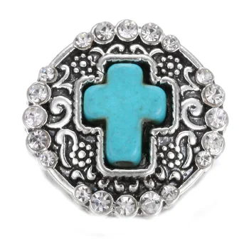 10 kom./lot Snap Button Jewelry Crystal vještački dijamant Cross 18mm 20mm Metal Snap Jewelry Buttons Snap Fit narukvica narukvica