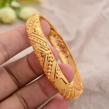 1pc etiopska Dubai 24K zlatni boja narukvice za žene supruge svadbene darove Afrički Dubai stranka narukvica nakit, ukras narukvice