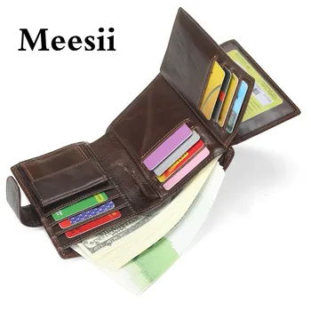 Meesii brand top prirodni štavljena goveđa koža visoke kvalitete novčanik muška moda dual mali džep vreća novca casual portfelj