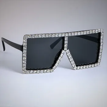 47897 Crystal Diamond prevelike sunčane naočale za žene luksuzne modne nijanse čokolade UV400 vintage naočale marke bistra okvir