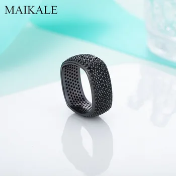MAIKALE luksuzni kvadratnom pištolj crna boja prstena utro AAA kubni cirkonij prst prsten zaručnički prsten prsten za žene stranke nakit poklon