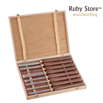 A1005-8PCS 415mm Woodturning Tools SET H. S. S Blade & American Walnut Handle in Wooden Box, woodworking