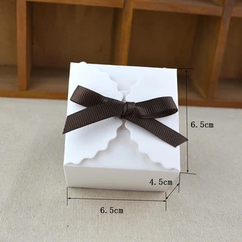 50 kom. / compl. mala proizvodnja kutija čokolade smeđe karton ručno svadbeni poklon kutija Bijela obrt proizvodnja stranka poklon kutija s vrpcama