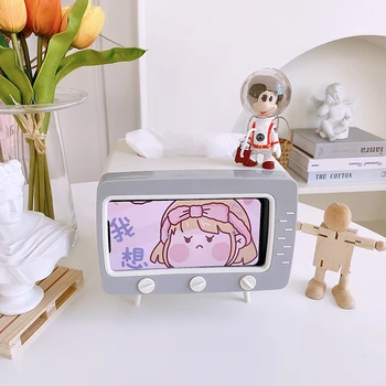 Novi slatka crtani film mini 2 u 1 kutija tkiva ured stol kutija kreativni TV izgled s djevojkom ukras ured ukras