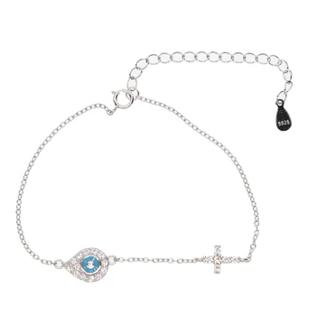 Novi dizajn luksuzna djevojka CZ privjesak križ oko Šarm narukvice 925 sterling srebra logo slatka nakit za žene помолвка poklon