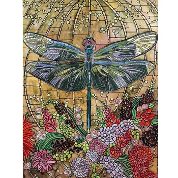 Dijamant točke potpuna оборка Diamond vez slikarstvo Dragonfly cvijeće bodom križ diamond mozaik rukotvorina hobi i obrt