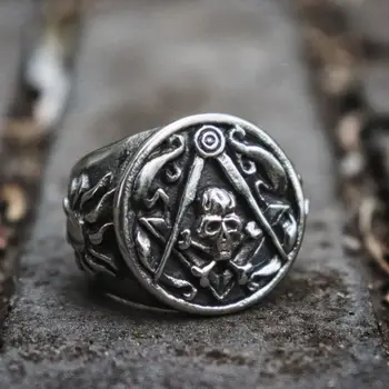 EYHIMD teška масонское prsten od nehrđajućeg čelika масонские prekriženim kostima Lubanje pečatni prsten gospodo biciklistički ukras