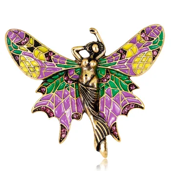Zlxgirl fashion jewelry wild sirena butterfly brooch lady corsage pin women ' s vintage hijab pins brand эмалевые broš