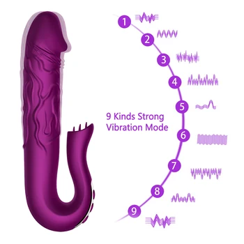 OLO dildo vibrator za G-spot masaža lizanje jezika seks-igračke za žene-teleskopski rotacija AV Stick stimulator klitorisa