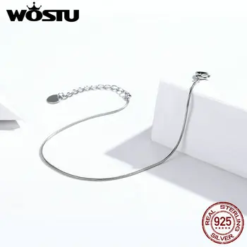 WOSTU trenutno srebra 925 jednostavan narukvica tanka zmija костяной narukvica za žene moda vjenčanje likovnih nakit CQB153