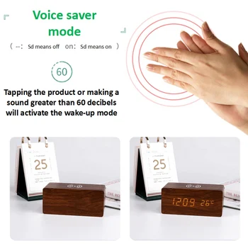 Led električni alarm digitalni drveni sat sa telefonom bežični punjač ponavljanje i namještanje svjetline