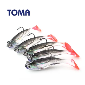 TOMA 5 kom./lot soft je riba jig ribolov mamac 80 mm/9 g crveni rep Swimbait umjetna mamac soft mamac za ribolov