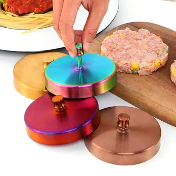 1pc okrugli oblik od nehrđajućeg čelika hamburger pljeskavice DIY kalup ručni hamburger meso press kalup proizvođač suđe za kuhanje /