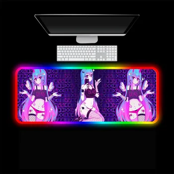 Moneko Anime Game Mouse Pad RGB Mini Laptop Keyboard Pad Lock Table Pad LED Color Light Mouse Pad XXL Gamer igre pribor