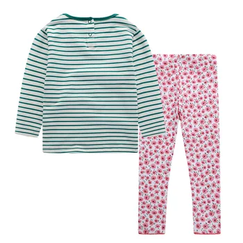 Humor Bear Girls Odjeca Suit proljeće i jesen kućna odjeća dječja pidžama, pamuk, crtani vrhovima+ cvjetne hlače 2 komada kompleti odjeće za djevojčice