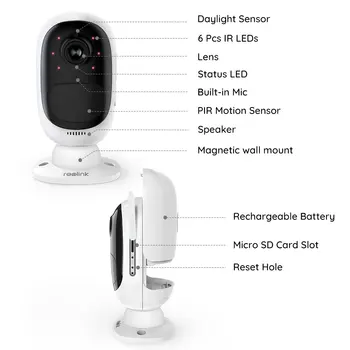 Reolink WiFi Full HD 1080P Security IP Camera radi od akumulatora Argus 2 i solarni panel Power Charging Video Kit