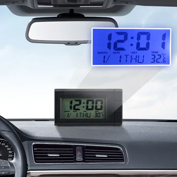 LEEPEE 2 in 1 Car LCD Digital Display Clock & Temperature Blue Backlight Auto Watch termometar auto ukras elektronski sat