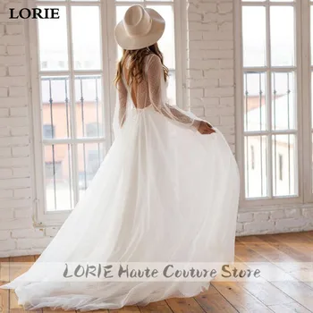 LORIE A-line Beach Wedding Dress Puff Sleeve Sweep Dot Tulle Svadbeni Dress Custom Made Princess Wedding Dresses Boho Plus Size