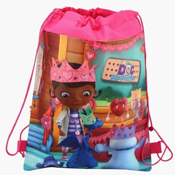 24 kom. / lot djeca djeluje Doc McStuffins netkane tkanine ruksak poklon paketi Rođendan dekoracija Drawstring torbe Baby Shower