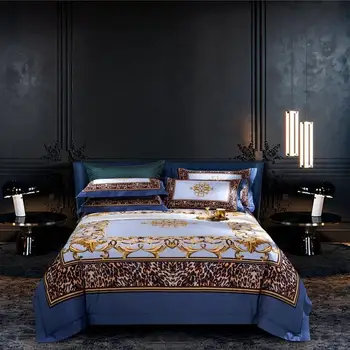 10Luxury 600TC Egipat pamuk klasični komplet posteljinu digitalni tisak deka krevetu jastučnice Queen King size 4 kom.