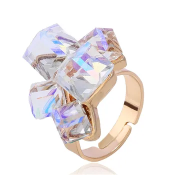 CRLEY elegantan Kristal prsten za žene stereoskopski kocka ženski podesivi vanjski moda djevojke Vjenčanje college nakit pad isporuka