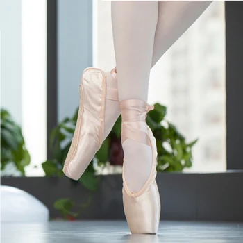 Satin Balet Pointe Crne Ženske Profesionalne Balet Cipele Djevojke Žene Balerina Balet Ples Odijevanje