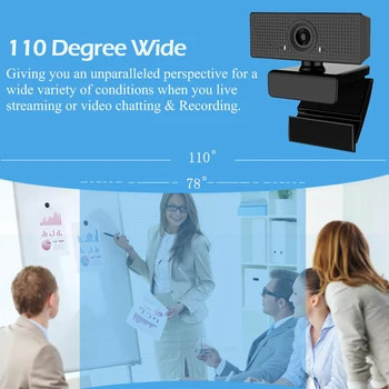 Prijenosni web kamera 110 stupnjeva widescreen USB Plug Play 1080P Full HD web-kamera za školske uredskih radnih ukrasa