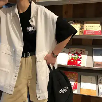 Prsluci žene BF stil ogroman vrećice ljeto šik Teretni Harajuku gay ulica Traper jakna Harajuku modni par odjeća