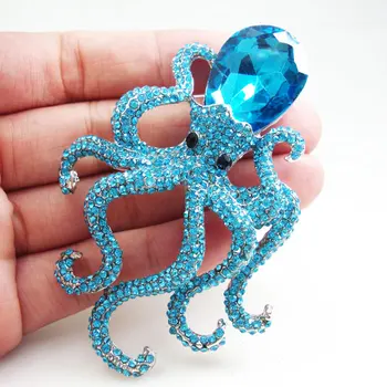 Silver ton jedinstvene plave hobotnica privjesak broš igle gorski kristal Kristal životinja vrlo lijepa djevojka jedinstvena