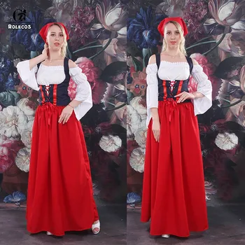 ROLECOS Oktoberfest ženske haljine srednjovjekovni kostim bavarsko pivo odijelo djevojke karneval večernja haljina duga suknja kostim za Noć vještica