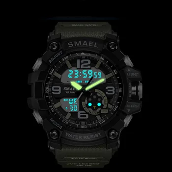 2018 fashion SMAEL Analog-Digital Watch men sports 50M Professional Waterproof Kvarc Big dial hours vojne ručni satovi muški