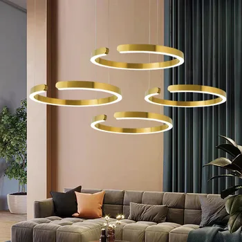 Suvremeni skandinavski luksuzni viseći svijećnjak Creative Golden Art Deco Led privjesak lampa za dnevni boravak spavaća soba kuhinja blagovaonica e27
