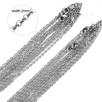 ASONSTEEL 10 kom./lot 2 mm 316L nehrđajućeg čelika kubanski Роло karika lanca srebrna boja lanac ogrlice Za žene/muškarce, u rasutom stanju
