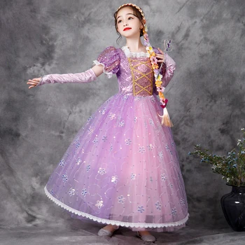Baby Girl Rapunzel Princess Dress Halloween Party Cosplay Costume Children Šljokice Božić Pink Sofija Запутанное Haljina Princeze